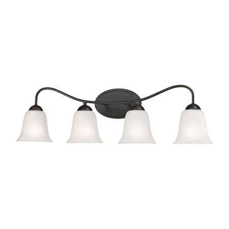 Thomas Conway 4-Light Vanity Light in Oil Rubbed Bronze with White Glass 1254BB/10
